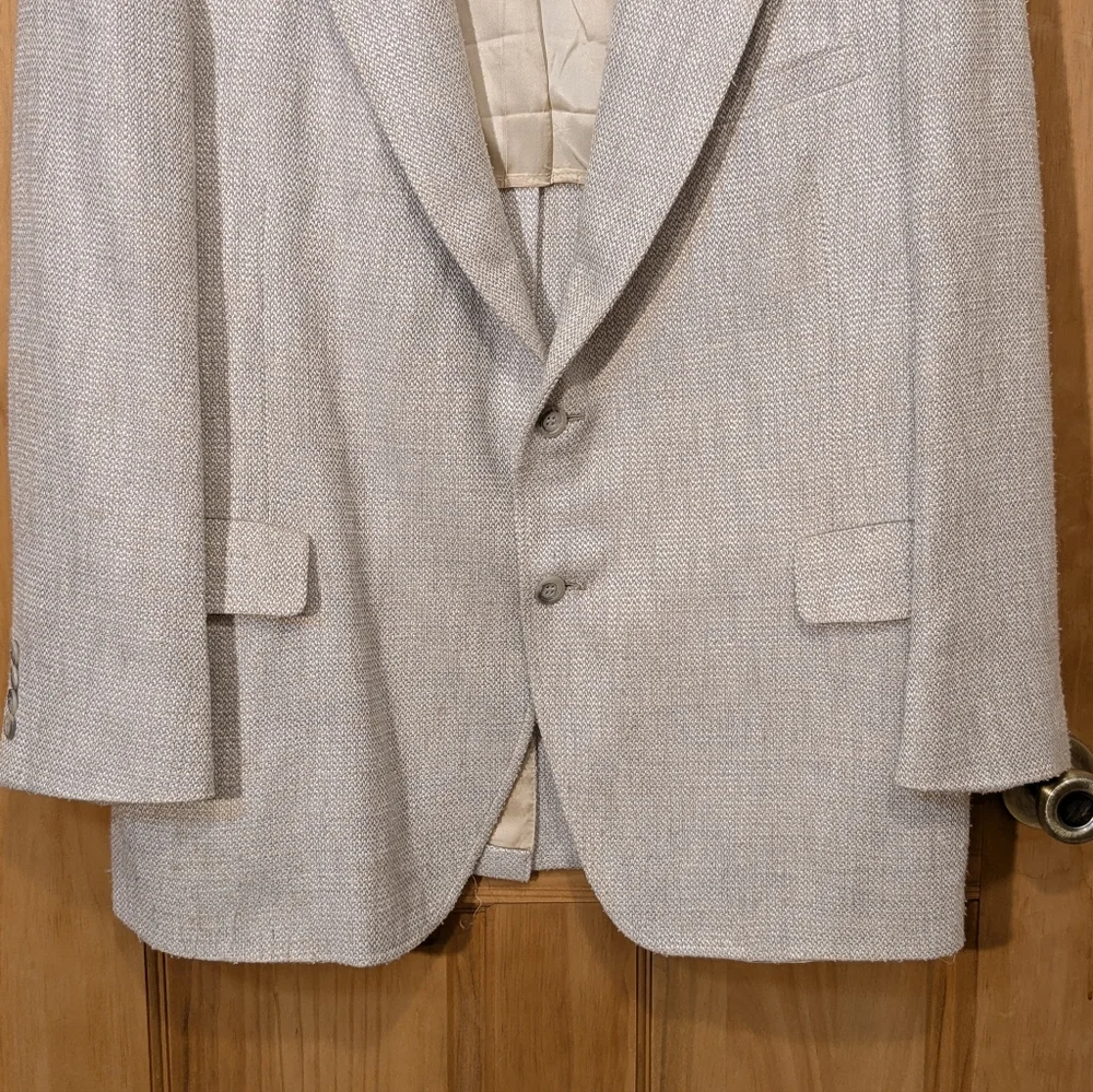 Vintage Kuppenheimer Tweed Sport Coat Wool Blazer Jacket Beige Winter Men's 46L